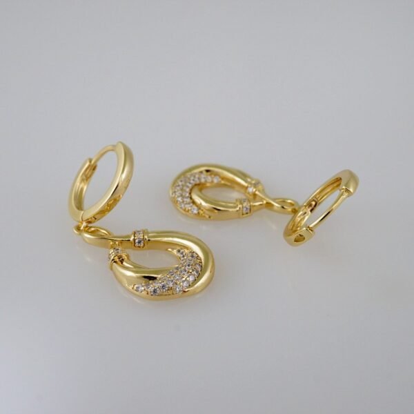 Women Earrings/ Aretes Dama/  Zircon Stone/  14k Real Color// E845 - Image 2