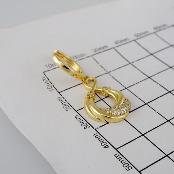 Women Earrings/ Aretes Dama/  Zircon Stone/  14k Real Color// E845 - Image 3