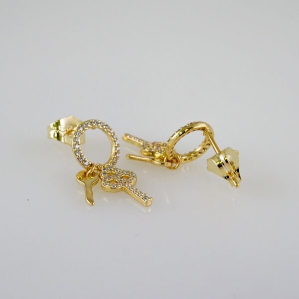 Women Earrings/ Aretes Dama/Zircon Stone/14k Real Color// E847 - Image 2