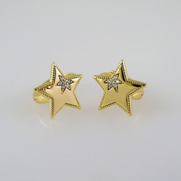 Women Earrings/ Aretes Dama/  Zircon Stone/  14k Real Color// E851