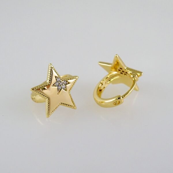 Women Earrings/ Aretes Dama/  Zircon Stone/  14k Real Color// E851 - Image 2