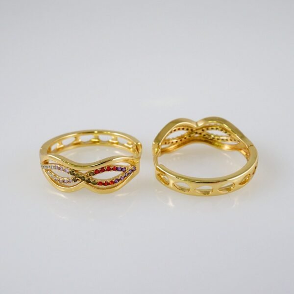 Women Earrings/ Aretes Dama/  Zircon Stone/  14k Real Color// E868 - Image 2
