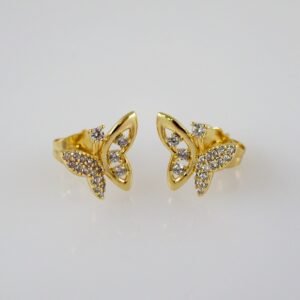 Women Earrings/ Aretes Dama/  Zircon Stone/  14k Real Color// E870
