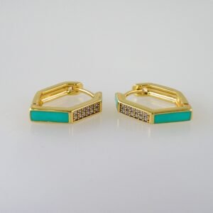 Women Earrings/ Aretes Dama/  Zircon Stone/  14k Real Color// E967