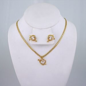 Cadenas & Colgantes & Earrings/ Chain W/Pendants / 14K Real Color/ Zircon Stone/ 3mmx45cm// SET1214