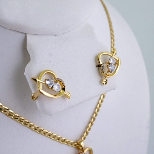 Cadenas & Colgantes & Earrings/ Chain W/Pendants / 14K Real Color/ Zircon Stone/ 3mmx45cm// SET1214 - Image 2