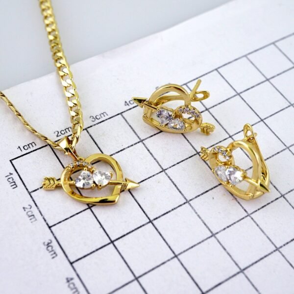 Cadenas & Colgantes & Earrings/ Chain W/Pendants / 14K Real Color/ Zircon Stone/ 3mmx45cm// SET1214 - Image 4