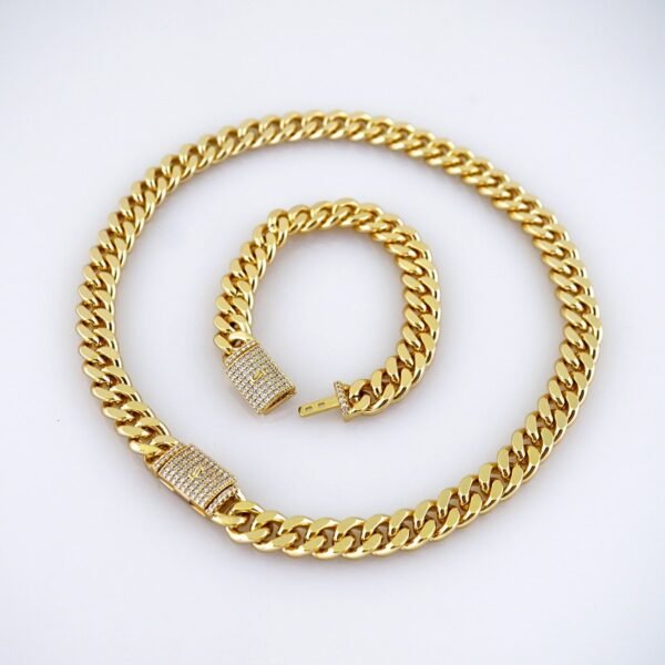 Gargantilla & Pulsera / Choker W/ Bracelet/  14K Real Color/  Zircon Stone/  10mmx45cm// SET1215 - Image 3