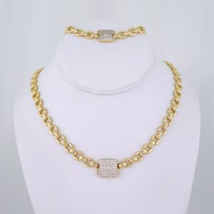 Gargantilla & Pulsera / Choker W/ Bracelet/ 14K Real Color/ Zircon Stone/ 6mmx45cm// SET1258