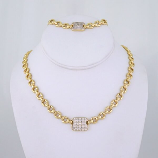 Gargantilla & Pulsera / Choker W/ Bracelet/ 14K Real Color/ Zircon Stone/ 6mmx45cm// SET1258