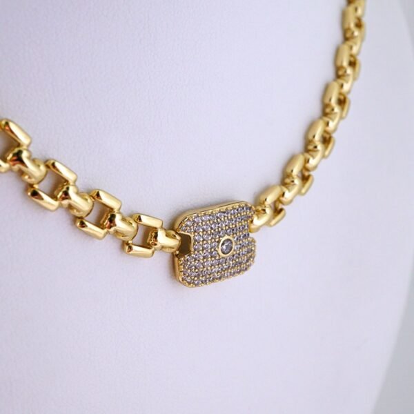 Gargantilla & Pulsera / Choker W/ Bracelet/ 14K Real Color/ Zircon Stone/ 6mmx45cm// SET1258 - Image 2