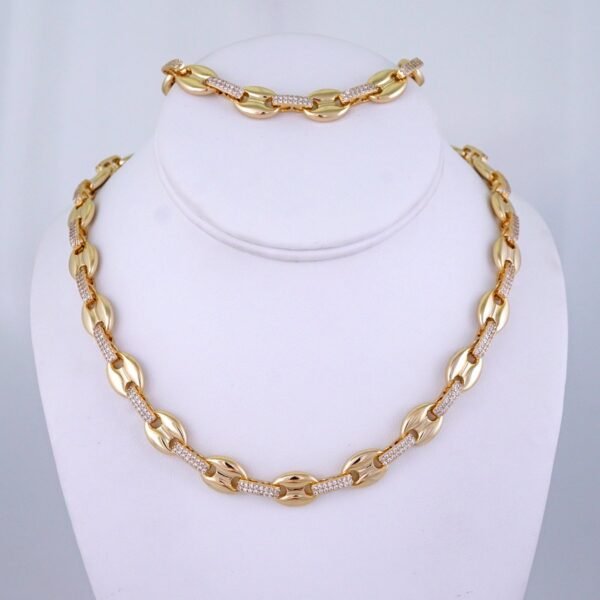 Gargantilla & Pulsera /Choker W/ Bracelet/ 14K Real Color/ Zircon Stone/ 6mmx45cm// SET1259