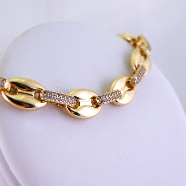 Gargantilla & Pulsera /Choker W/ Bracelet/ 14K Real Color/ Zircon Stone/ 6mmx45cm// SET1259 - Image 2