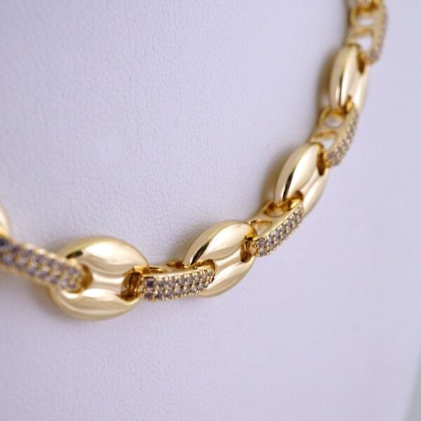 Gargantilla & Pulsera /Choker W/ Bracelet/ 14K Real Color/ Zircon Stone/ 6mmx45cm// SET1259 - Image 3