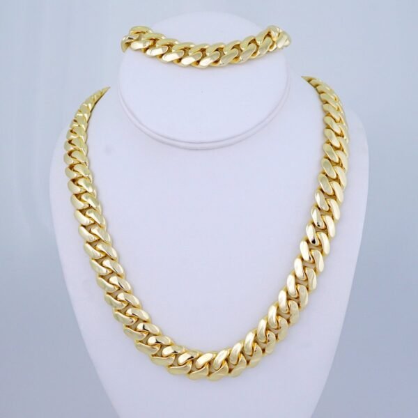Cadenas & Pulseras/ Chain & Bracelet/  14K Real Color/Plain/  Cierre Original/  14mmx60cm// SET1265