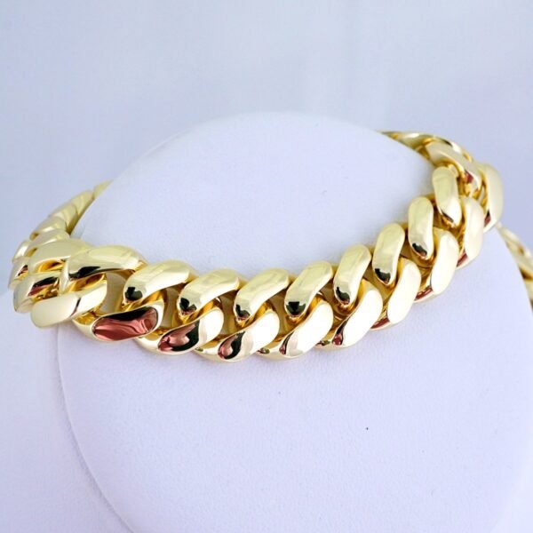 Cadenas & Pulseras/ Chain & Bracelet/  14K Real Color/Plain/  Cierre Original/  14mmx60cm// SET1265 - Image 3