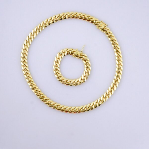 Cadenas & Pulseras/ Chain & Bracelet/  14K Real Color/Plain/  Cierre Original/  14mmx60cm// SET1265 - Image 4