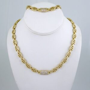 Gargantilla & Pulsera /Choker W/ Bracelet/ 14K Real Color/ Zircon Stone/ 6mmx45cm// SET1297