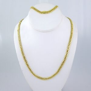 Cadenas & Pulseras/ Chain & Bracelet/ 14K Real Color/Plain/ Cierre Original/ 6mmx60cm// SET1301