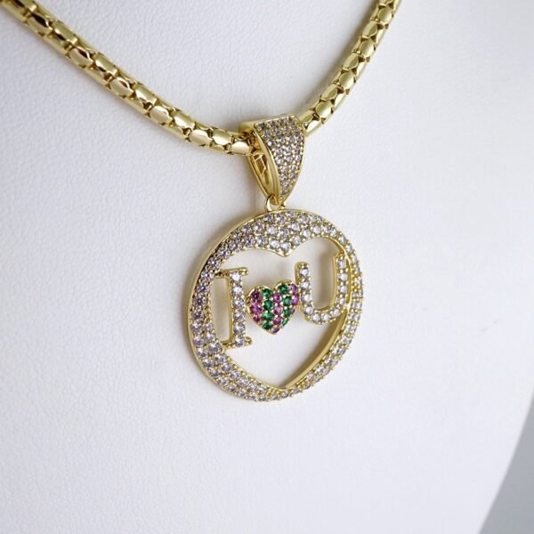 Gargantilla & Colgantes / Choker W/ Pendants/ 14K Real Color/ Zircon Stone/ 4mmx45cm// SET1314 - Image 2