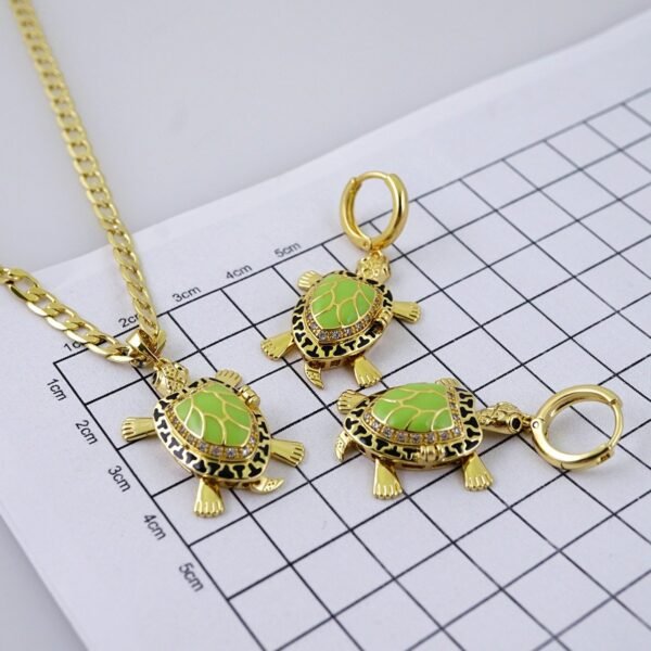 Cadenas & Colgantes & Earrings/ Chain W/Pendants / 14K Real Color/ Zircon Stone/ 4mmx45cm// SET1329 - Image 4
