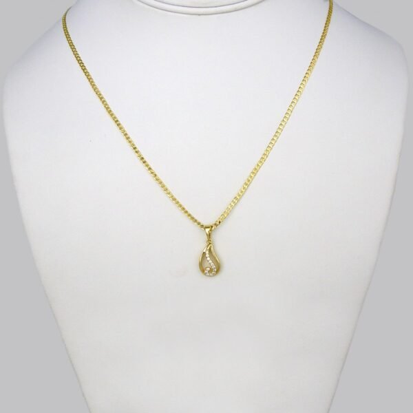 Cadenas & Colgantes & Earrings/ Chain W/Pendants /  14K Real Color/  Zircon Stone/  2mmx45cm// SET226 - Image 3