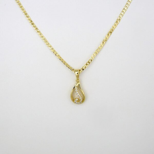 Cadenas & Colgantes & Earrings/ Chain W/Pendants /  14K Real Color/  Zircon Stone/  2mmx45cm// SET226 - Image 2