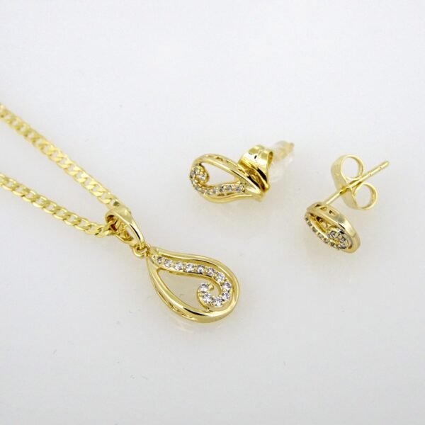 Cadenas & Colgantes & Earrings/ Chain W/Pendants /  14K Real Color/  Zircon Stone/  2mmx45cm// SET226