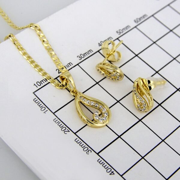 Cadenas & Colgantes & Earrings/ Chain W/Pendants /  14K Real Color/  Zircon Stone/  2mmx45cm// SET226 - Image 4