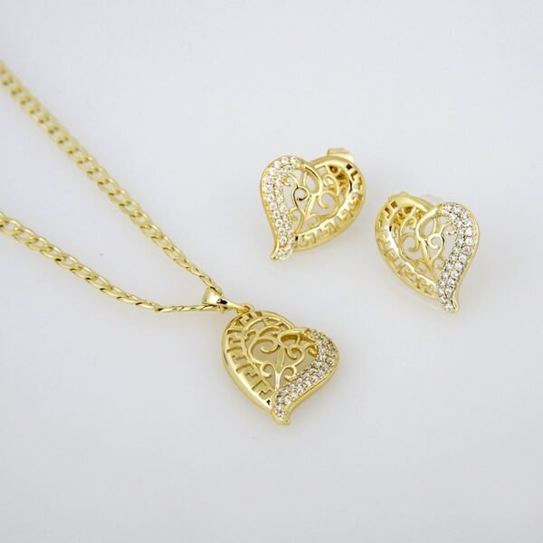 Cadenas & Colgantes & Earrings/ Chain W/Pendants /  14K Real Color/  Zircon Stone/  3mmx45cm// SET228