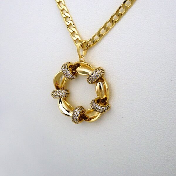 Cadenas & Colgantes & Earrings & Bangles/ Chain W/Pendants/Pulsos Dama/14K Real Color/Zircon Stone// SET346 - Image 2