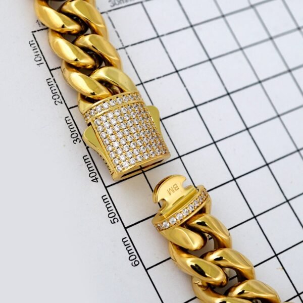 Chains/ Cadenas/ Zircon Stone/ 14K Real Color/  Estilo Monaco/ 14mmx60cm// SET715 - Image 3