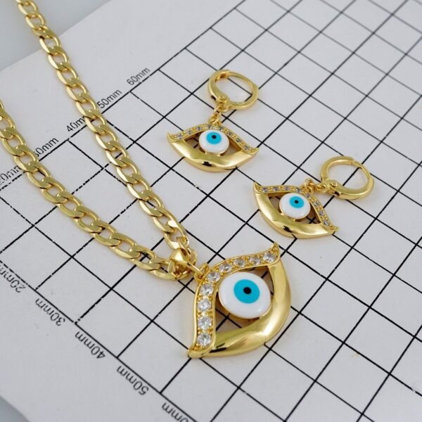 Cadenas & Colgantes & Earrings/ Chain W/Pendants /  14K Real Color/  Zircon Stone/  4mmx45cm// SET808 - Image 4