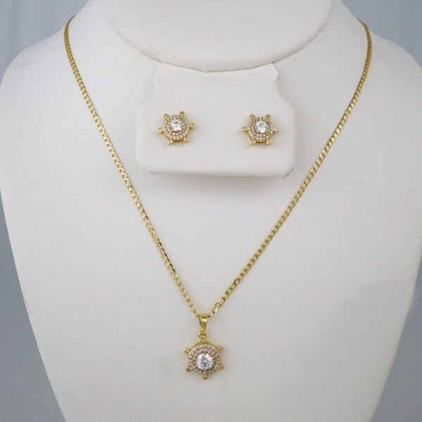 Cadenas & Colgantes & Earrings/ Chain W/Pendants /  14K Real Color/  Zircon Stone/  2mmx45cm// SET832