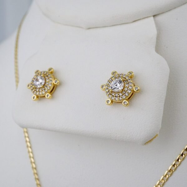 Cadenas & Colgantes & Earrings/ Chain W/Pendants /  14K Real Color/  Zircon Stone/  2mmx45cm// SET832 - Image 2