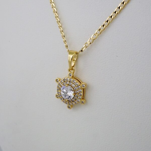 Cadenas & Colgantes & Earrings/ Chain W/Pendants /  14K Real Color/  Zircon Stone/  2mmx45cm// SET832 - Image 3