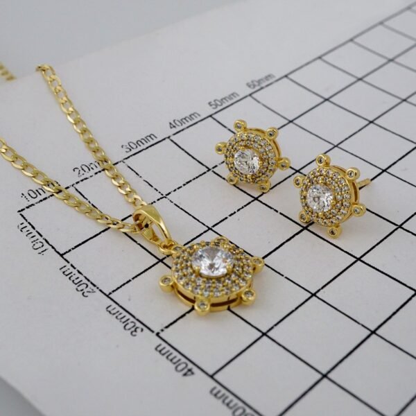 Cadenas & Colgantes & Earrings/ Chain W/Pendants /  14K Real Color/  Zircon Stone/  2mmx45cm// SET832 - Image 4
