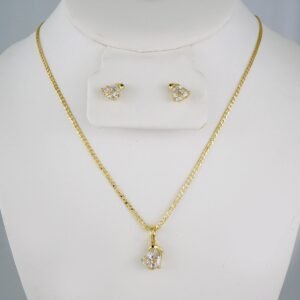 Cadenas & Colgantes & Earrings/ Chain W/Pendants /  14K Real Color/  Zircon Stone/  2mmx45cm// SET843