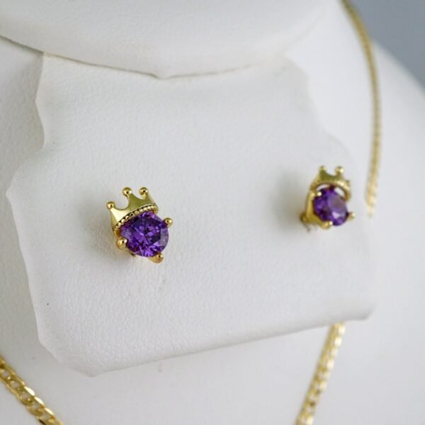 Cadenas & Colgantes & Earrings/ Chain W/Pendants /  14K Real Color/  Zircon Stone/  2mmx45cm// SET970 - Image 2