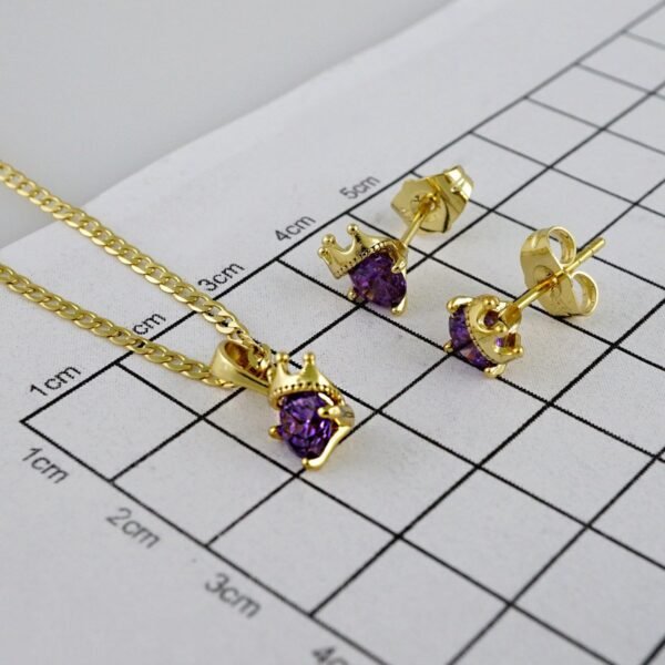 Cadenas & Colgantes & Earrings/ Chain W/Pendants /  14K Real Color/  Zircon Stone/  2mmx45cm// SET970 - Image 4