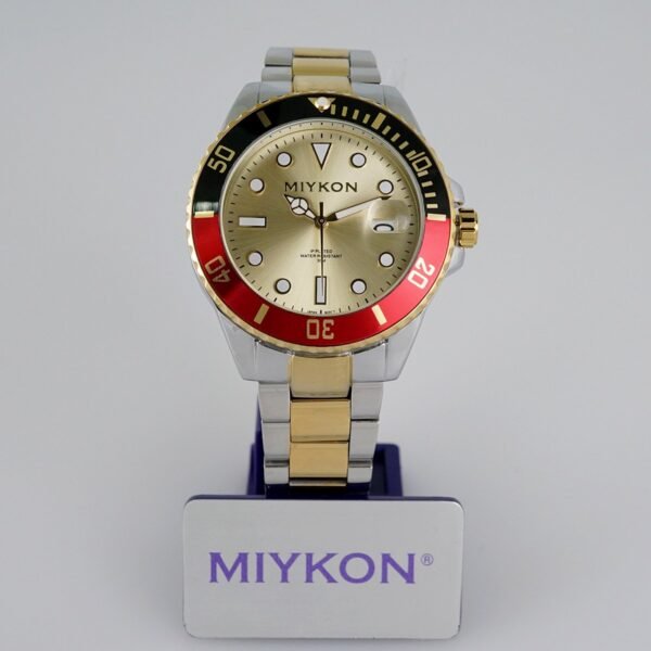 MEN’S MIYKON CLASSIC/ “GOLD AND SILVER STAINLESS STEEL”/  GOLDEN DIAL/  BATTERY// WMK18