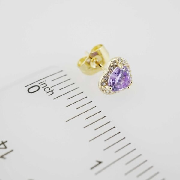 E1893 Earrings - Aretes - Zircon Stone - 14K Real Color - Violet - Image 3