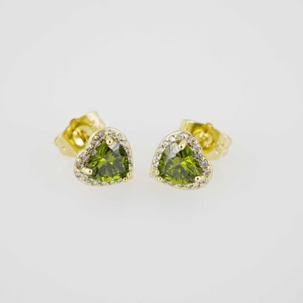 E1894 Earrings - Aretes - Zircon Stone - 14K Real Color - Green
