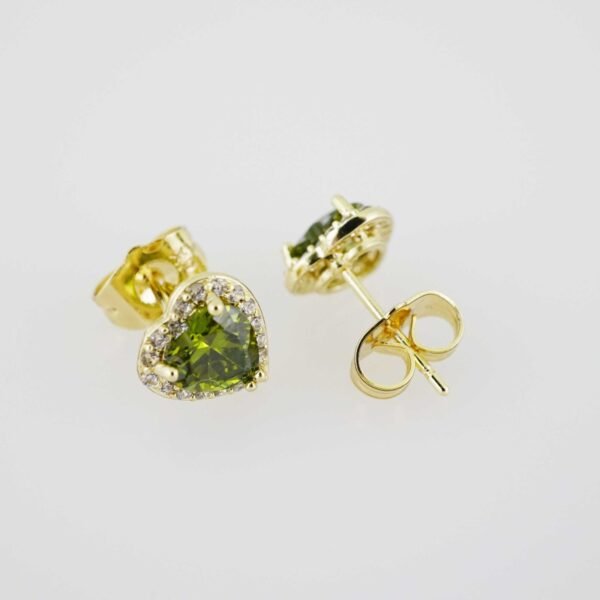 E1894 Earrings - Aretes - Zircon Stone - 14K Real Color - Green - Image 2