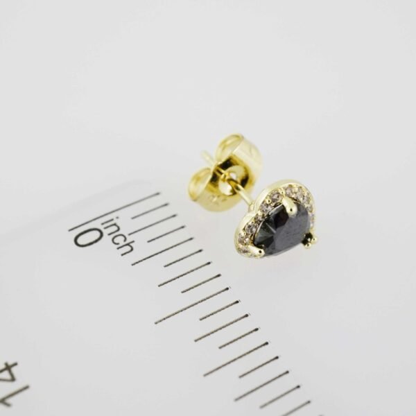 E1895 Earrings - Aretes - Zircon Stone - 14K Real Color - Black - Image 3