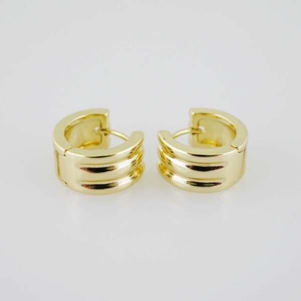E1897 Earrings - Aretes - Plain - 14k Real Color - Image 2
