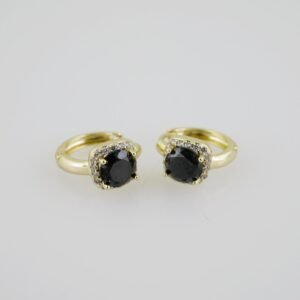 E1901 Earrings - Aretes - Zircon Stone - 14K Real Color - Black