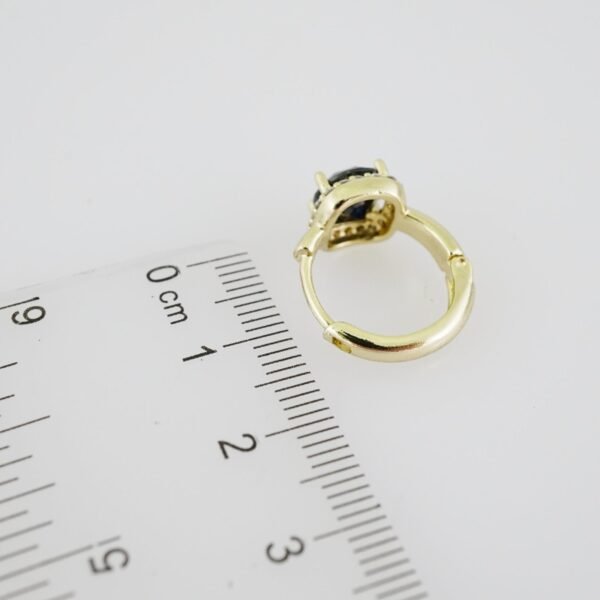 E1901 Earrings - Aretes - Zircon Stone - 14K Real Color - Black - Image 3