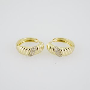 E1902 Earrings - Aretes - Zircon Stone - 14K Real Color