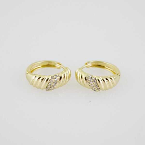 E1902 Earrings - Aretes - Zircon Stone - 14K Real Color